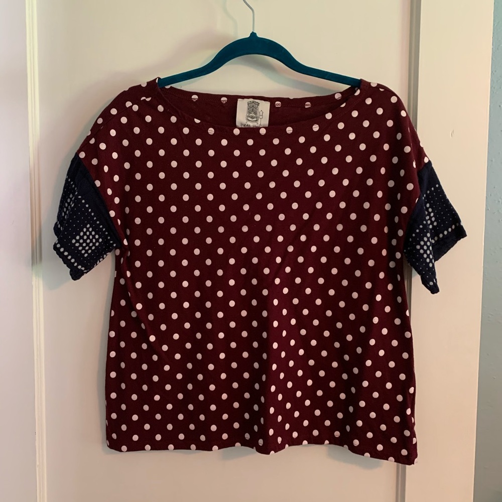 Top w/ bleach-dyed sleeves from Anthropologie, S